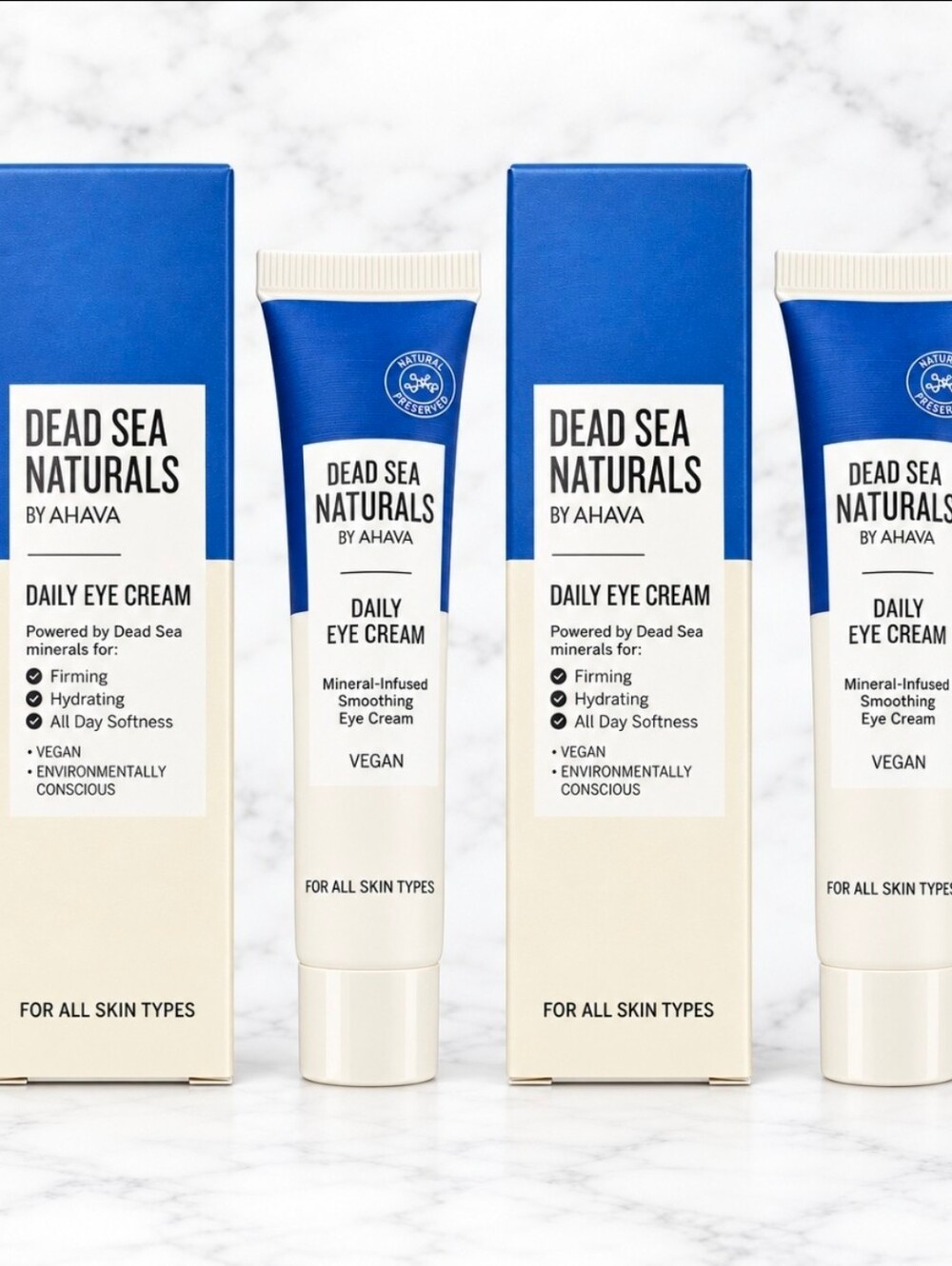 2 tubes AHAVA Dead Sea Naturals Daily Eye Cream Full Size .5 oz/15ml NIB's!